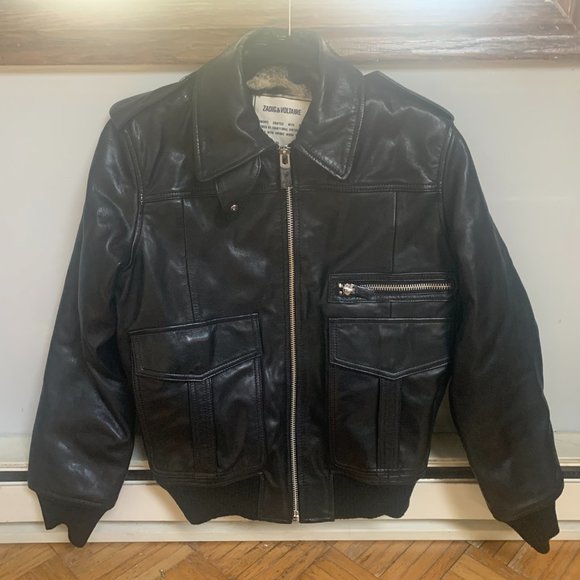 Zadig & Voltaire Luka Leather Fur Lined Jacket XS NWT - Picture 5 of 14